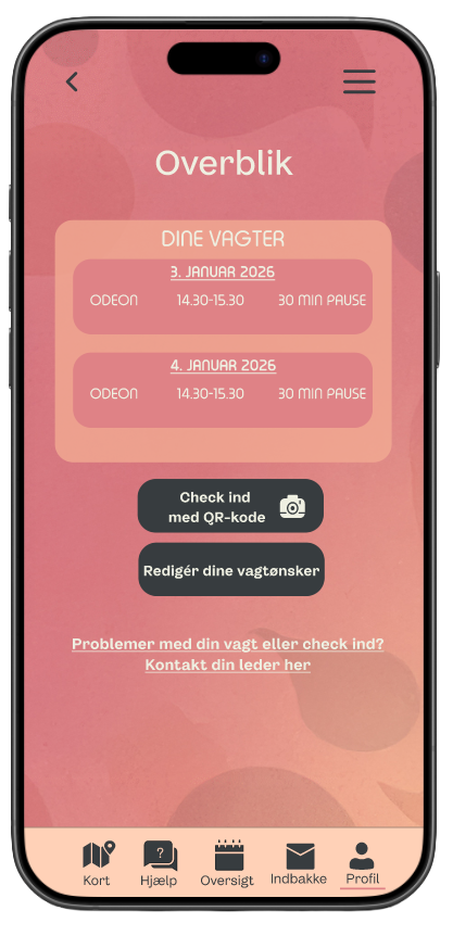 Skitse og designretning for den nye vagtplan-app